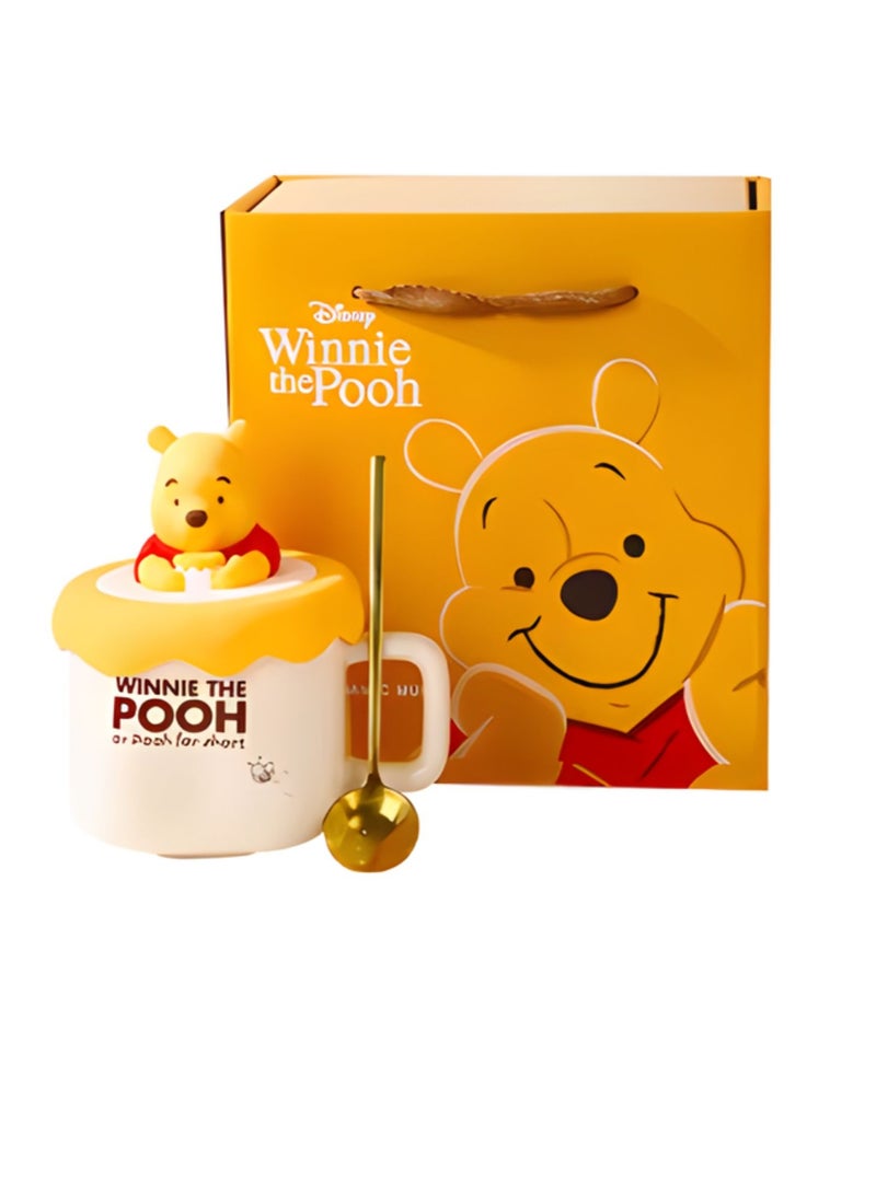 Disney Winnie the Pooh 3D Ceramic Mug with Lid & Spoon – Cute Cartoon Coffee Cup Gift Set with Gift Bag | Tea, Milk & Hot Chocolate Mug for Kids & Adults - Image 1